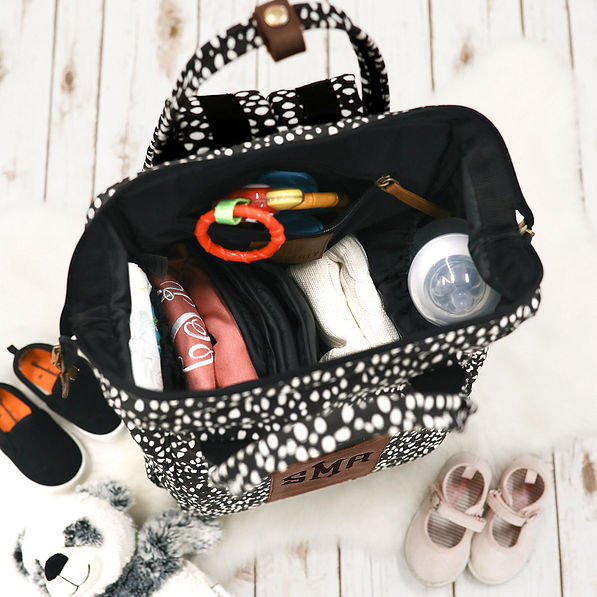 Monogrammed Dot Diaper Bag Backpack — Marleylilly