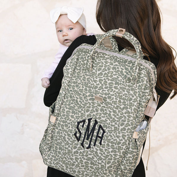 Personalized Diaper Backpack in Rustic Leopard