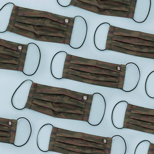 collage of camo face masks