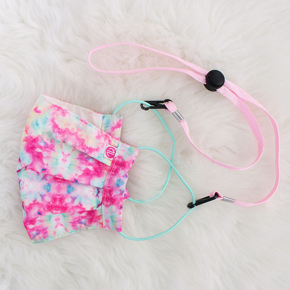 tie dye face mask with adjustable face mask lanyard