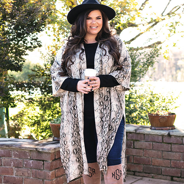 snakeskin kimono with side splits and open front