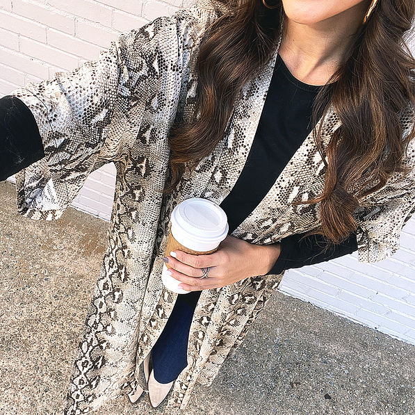 selfie of snakeskin kimono