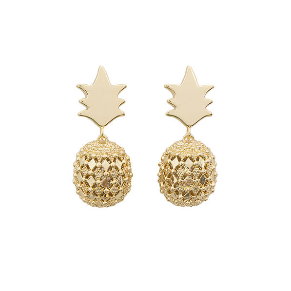 gold pineapple dangle earrings