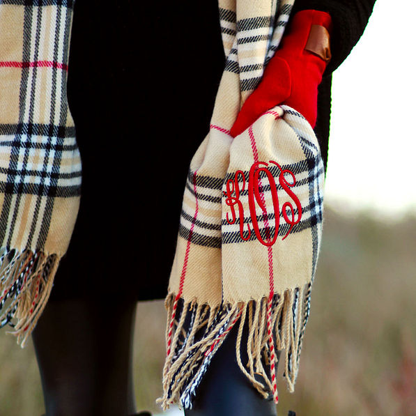 Monogrammed Cashmere-Feel Scarf - Marleylilly