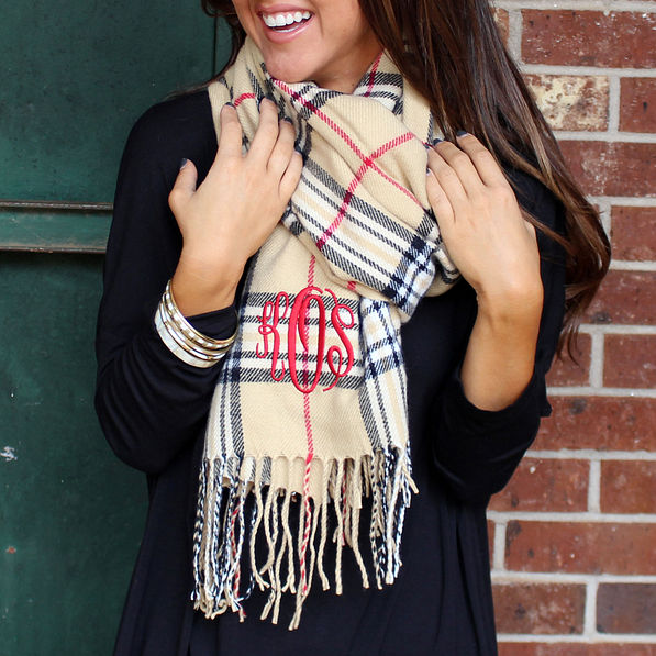 Monogrammed Cashmere-Feel Scarf - Marleylilly