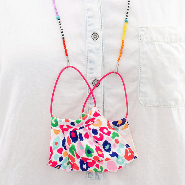 clasp detail on beaded face mask lanyard necklace