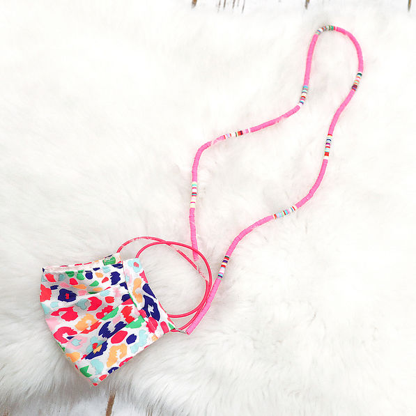 colorful pink beaded face mask lanyard necklace