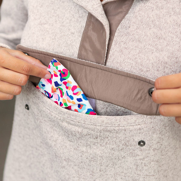 front pocket on heathered pullover