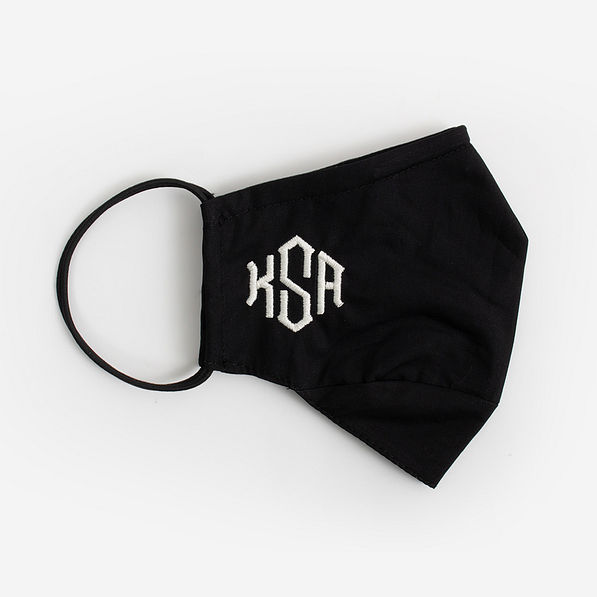 monogrammed face mask in black
