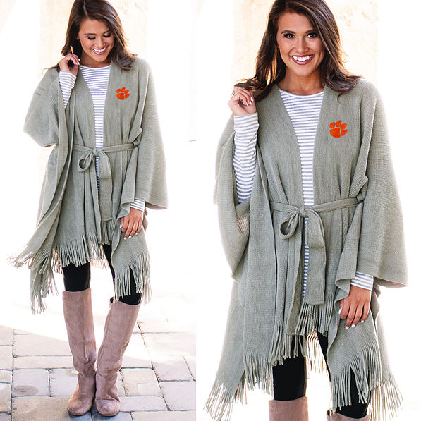 gray clemson tigers poncho wrap