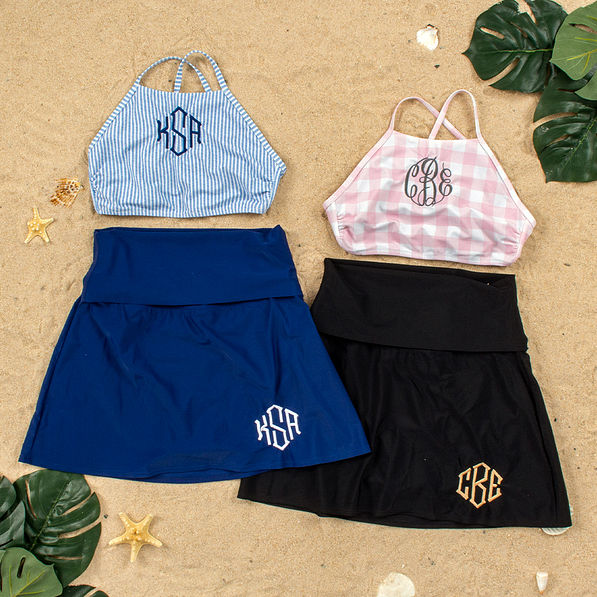 Personalized Black Swim Skirt - Marleylilly