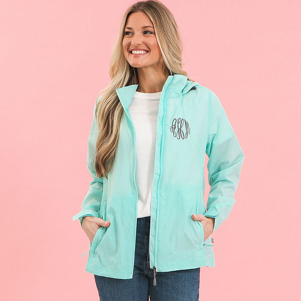 mint lightweight rain jacket on ashley