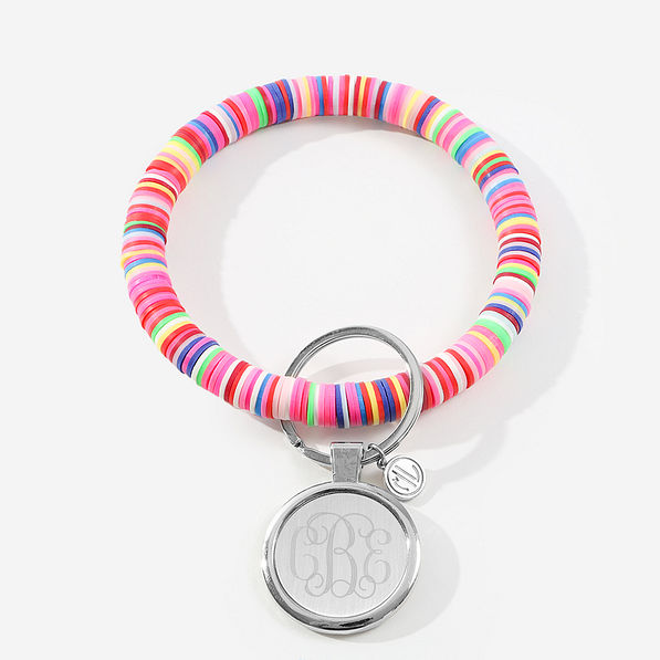 Monogrammed Beaded Key Ring