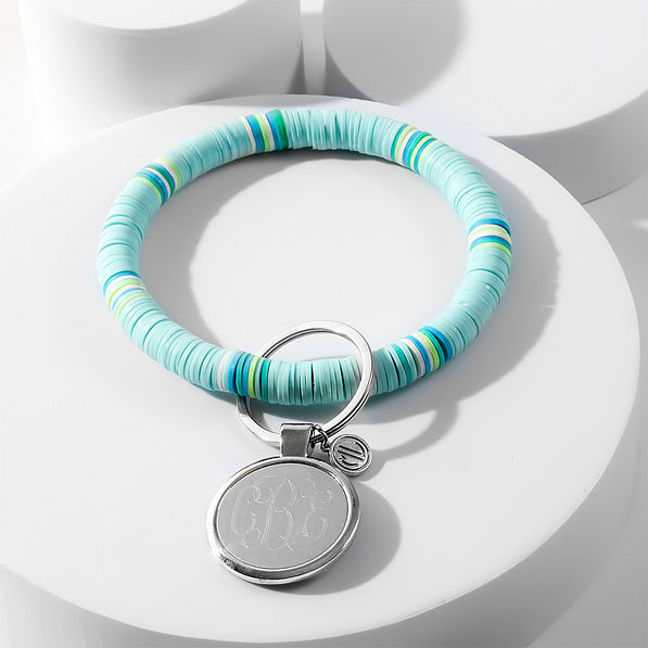 monogrammed key ring in mint