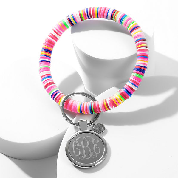 Monogrammed Beaded Key Ring - Multicolor - Marleylilly