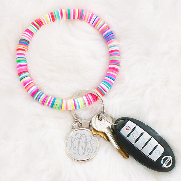 beaded key ring with car keys