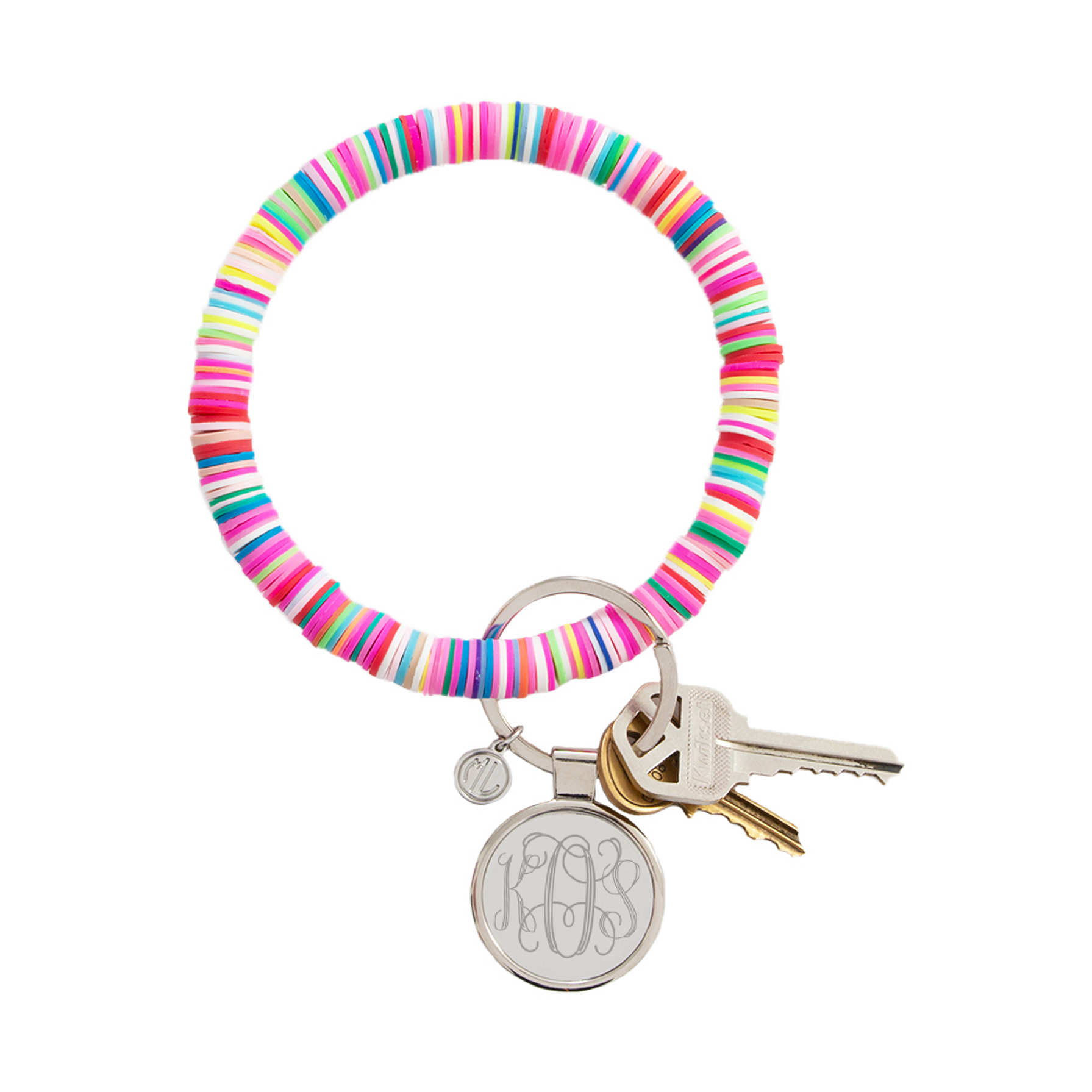 Monogrammed Beaded Key Ring Multicolor Marleylilly