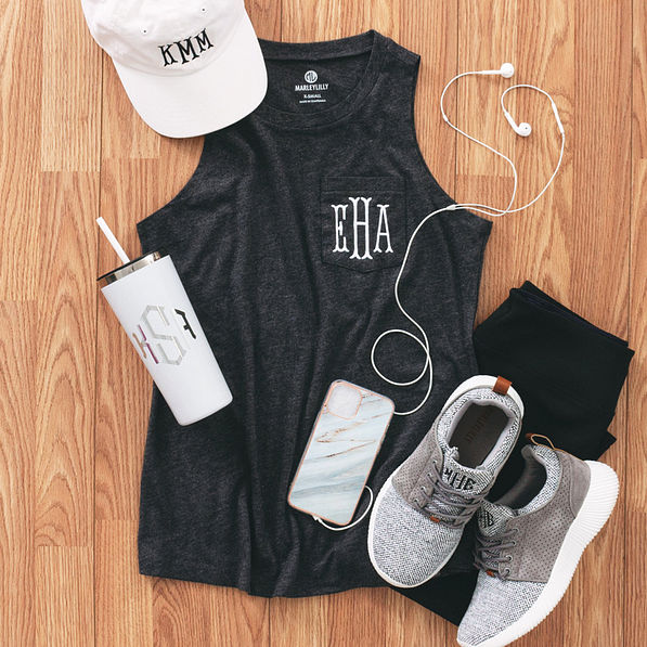 black tank top with sneakers gym outfit