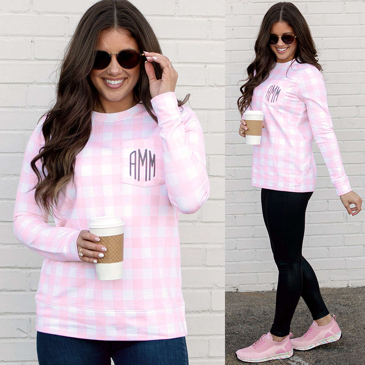 Personalized Gingham Sweatshirt - Marleylilly