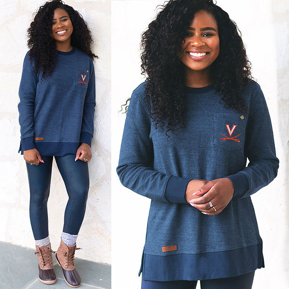 navy uva corded sweatshirt split image