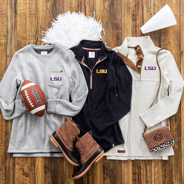 lsu crewneck sweatshirt, fleece pullover, & popover