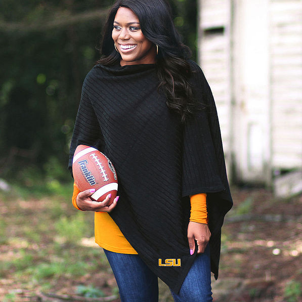 lsu black poncho with football