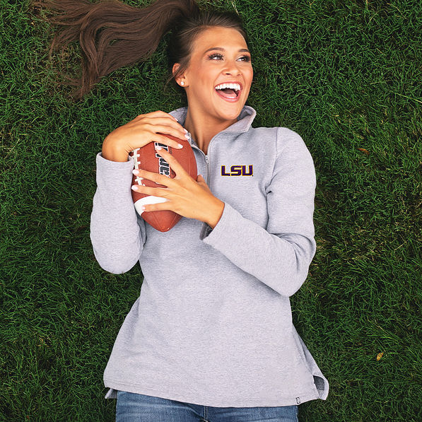 lsu heather gray pullover sweatshirt