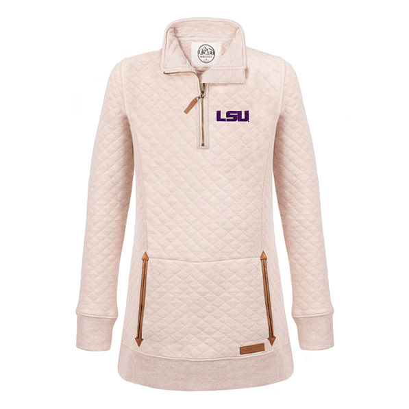 lsu quilted pullover sweatshirt in oatmeal