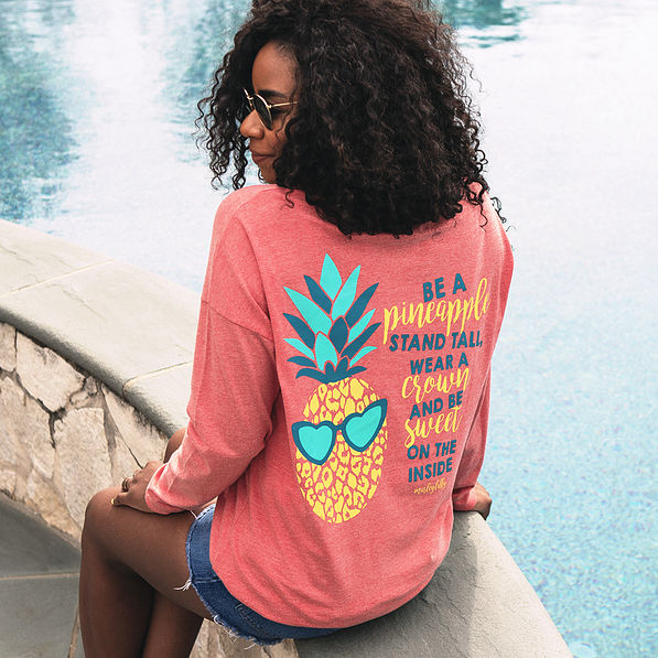 monogrammed pineapple t-shirt by the pool