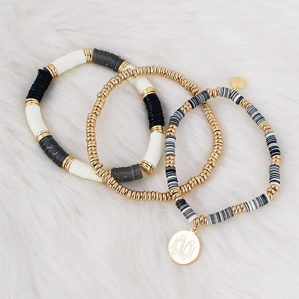 three beaded bracelets