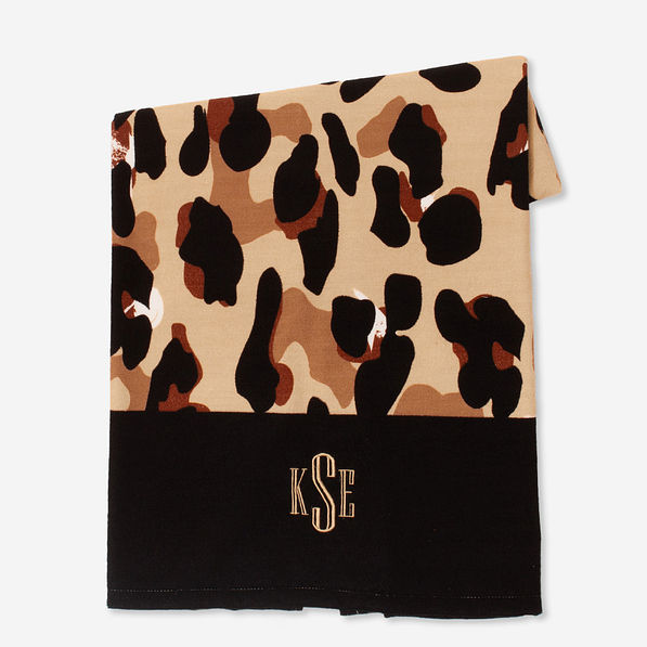monogrammed beach towel in classic cheetah