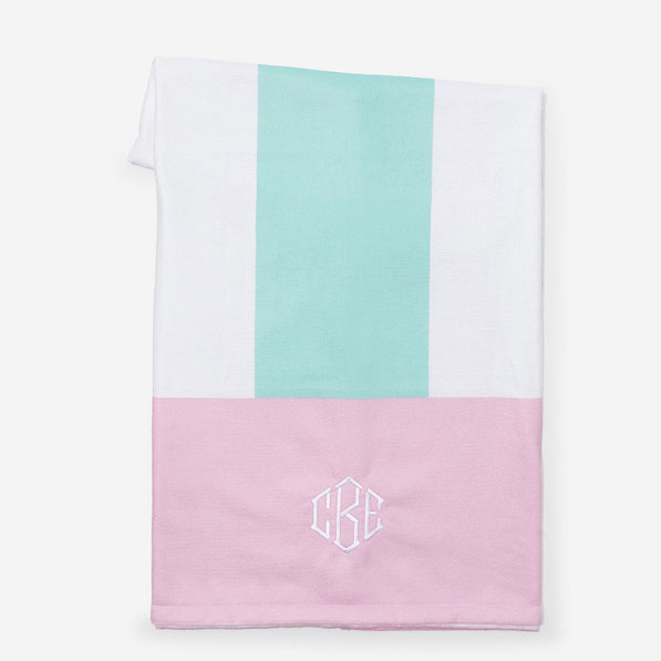 monogrammed beach towel in cabana stripes 2026