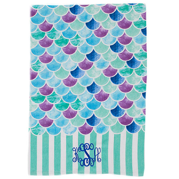 Monogrammed Beach Towel Americana Mermaid Pinele Patterns Monogrammed Beach Towel Americana