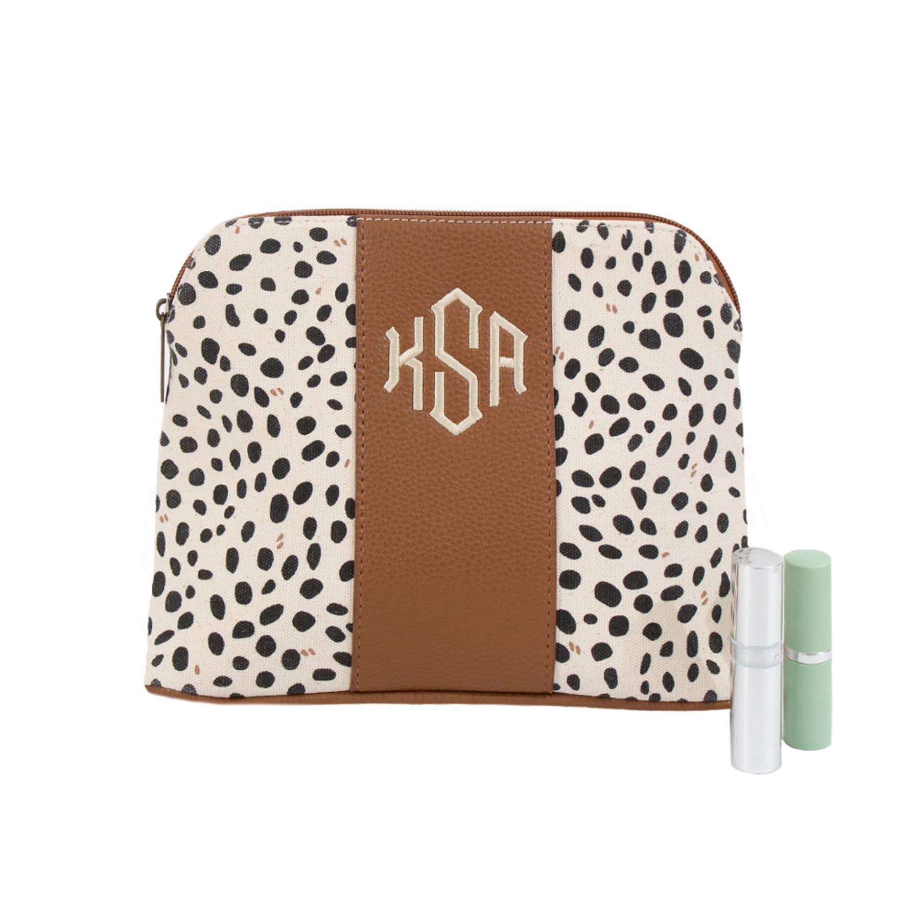 Monogrammed Cosmetic Bag Spring Leopard Marleylilly