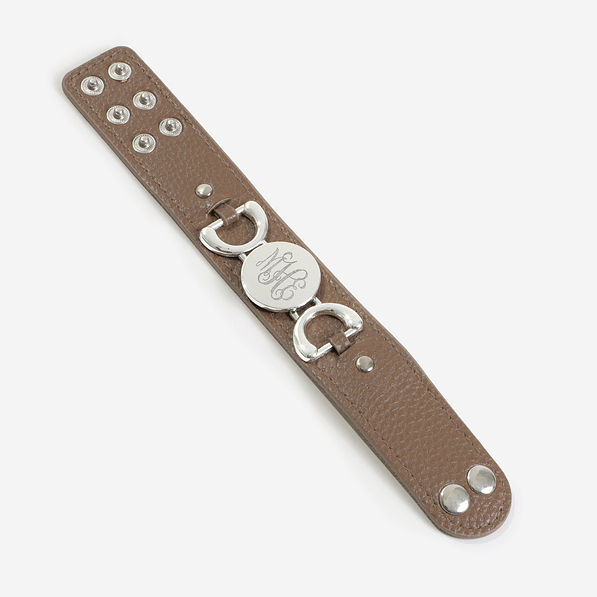 silver monogrammed horsebit cuff bracelet - updated