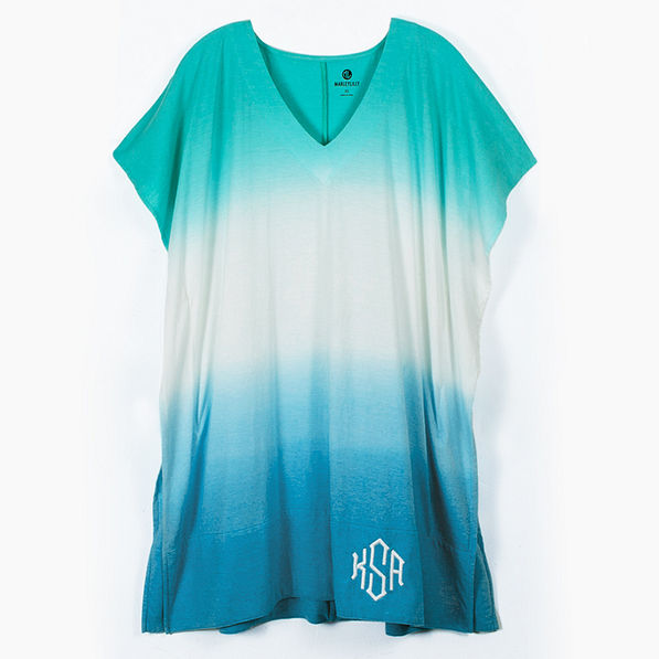 Monogrammed Dip Dye Cover Up in Seafoam