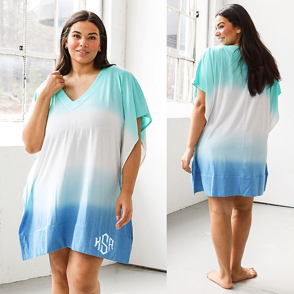 seafoam dip dye cover up split image with back shot