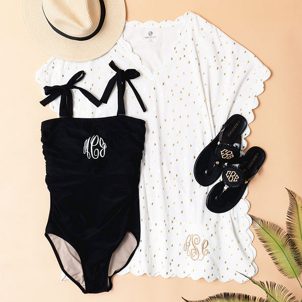 metallic dottie bathing suit cover up flatlay