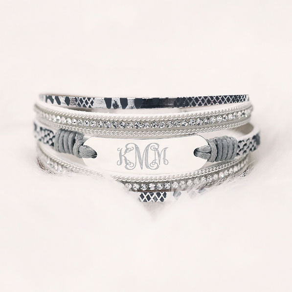 snakeskin bar bracelet with fuzzy rug