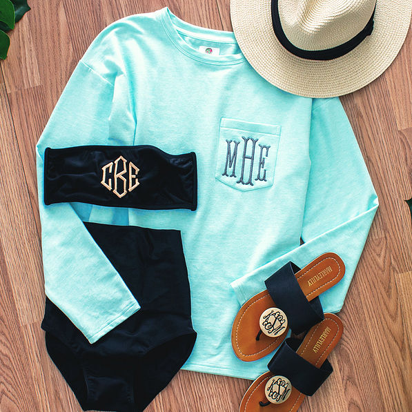 mint monogrammed sweatshirt with swim