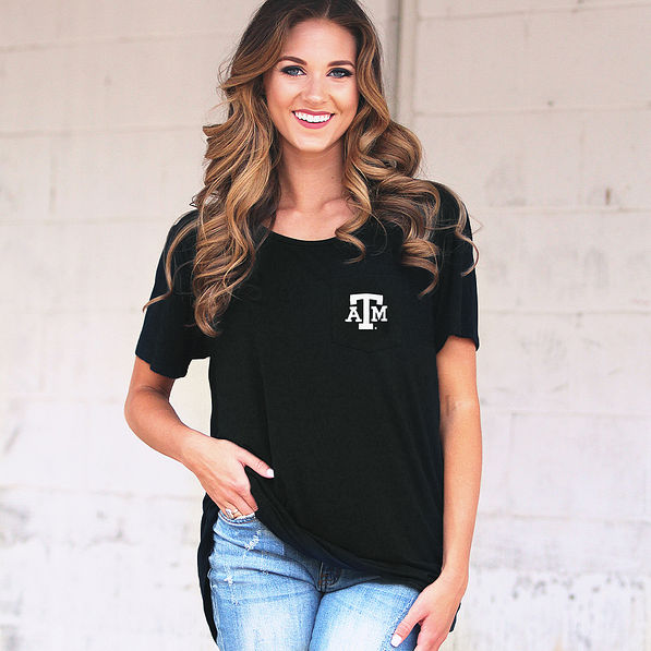 black texas a&m boyfriend t-shirt with jeans