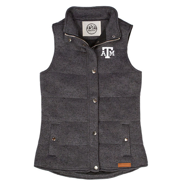 texas a&m heathered quilted vest in charcoal