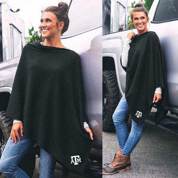 Black Texas A&M Poncho with Duck Boots Gameday