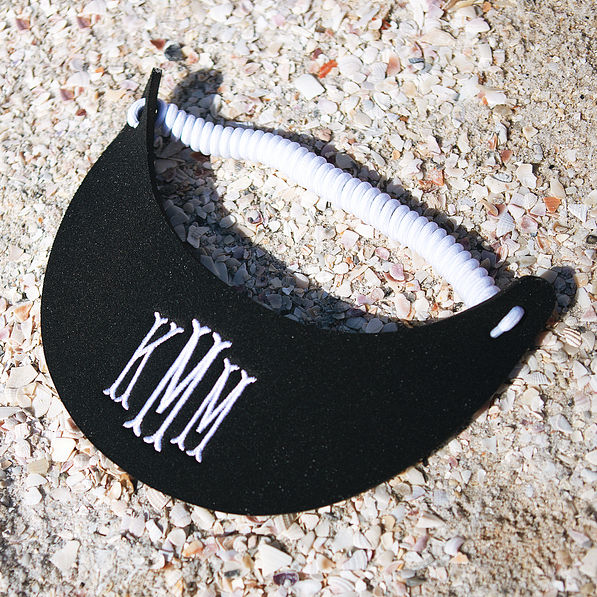 black monogrammed sun visor in sand