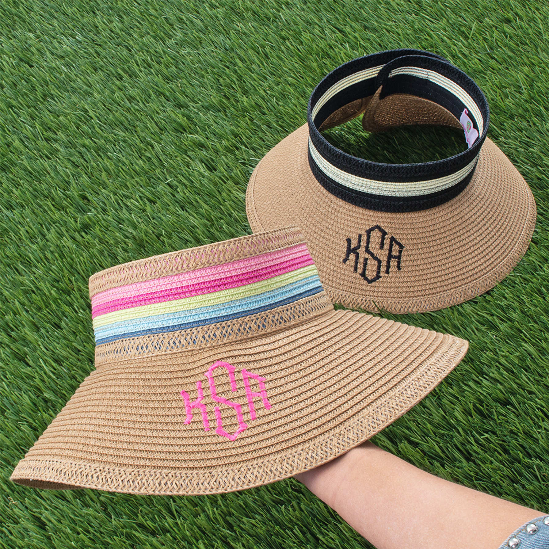Monogrammed Straw Visor Hat Marleylilly