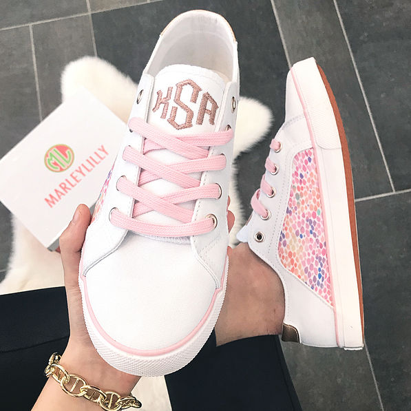 monogrammed watercolor sneaker shoefie
