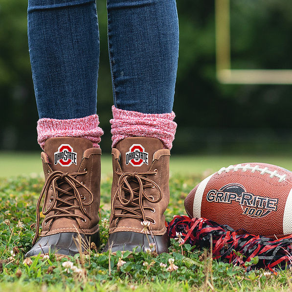 ohio state duck boots on football field