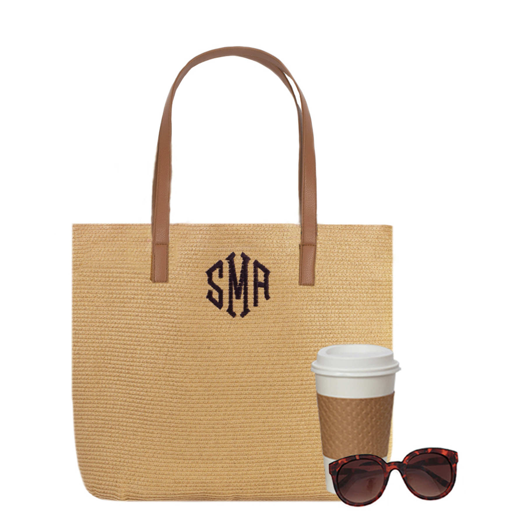 Spacious Personalized Straw Tote Bag Marleylilly