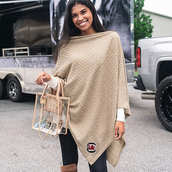 camel gamecocks poncho at tailgate