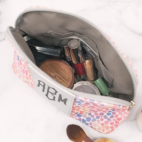 watercolor cosmetic case with inside pocket